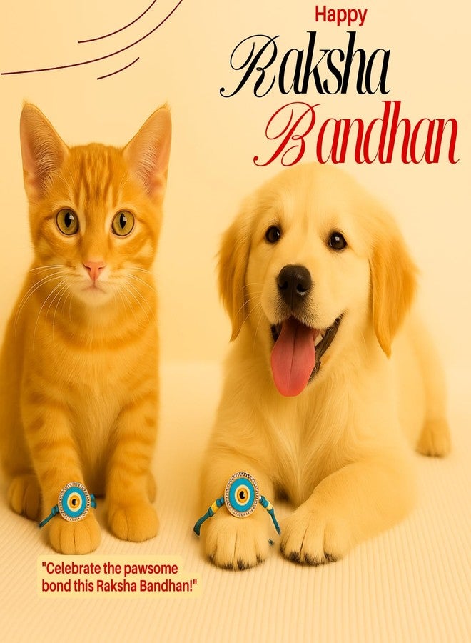 Sage Square Paw Bandhan Evil Eye Rakhi for Dogs, Cats & Small Pets | Celebrate Bonds of Love This Raksha Bandhan | Cute Rakhi with Beads | Gift for Pet Lovers & Furry Companions (Type 9) - Image 2